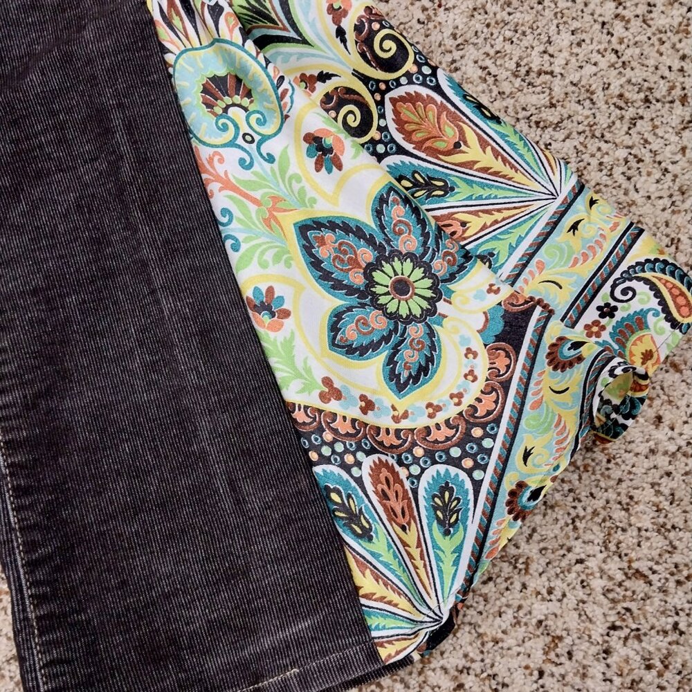 3349 Size 10 AJ Upcycled Corduroy Bell Bottoms In Brown and Green. - Picture 2 of 6